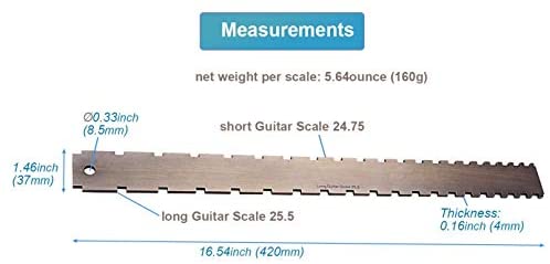 luthier tool 25.5-24.75 scales guitar neck notched straight edge 